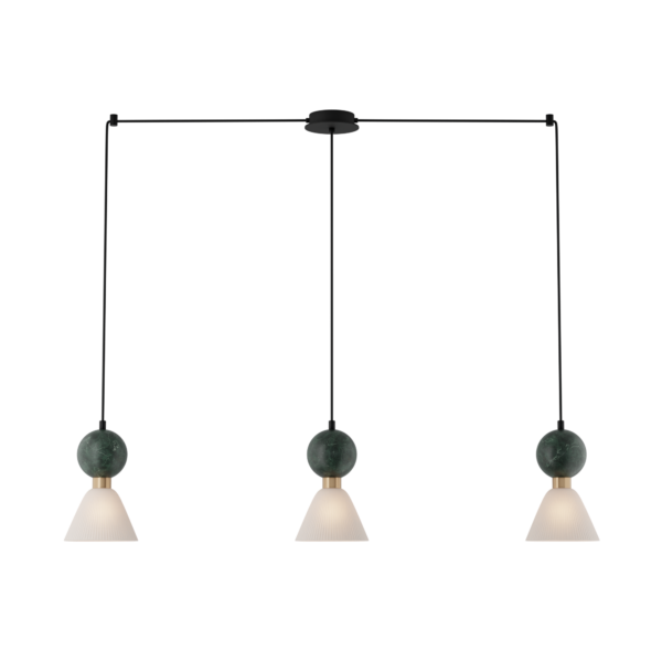 PENDANT 3XE14 MAX 15W GREEN MARBLE - BRASS