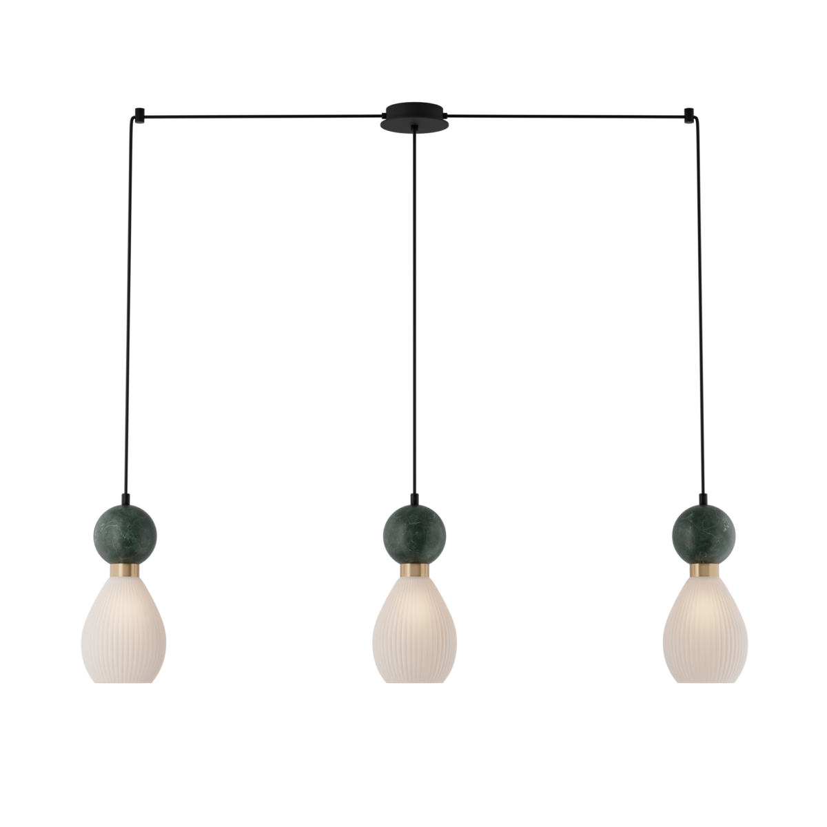 d9c4ed96-a336-4aa5-99f4-44f81e7bb403 PENDANT 3XE14 MAX 15W GREEN MARBLE - BRASS - Image 1