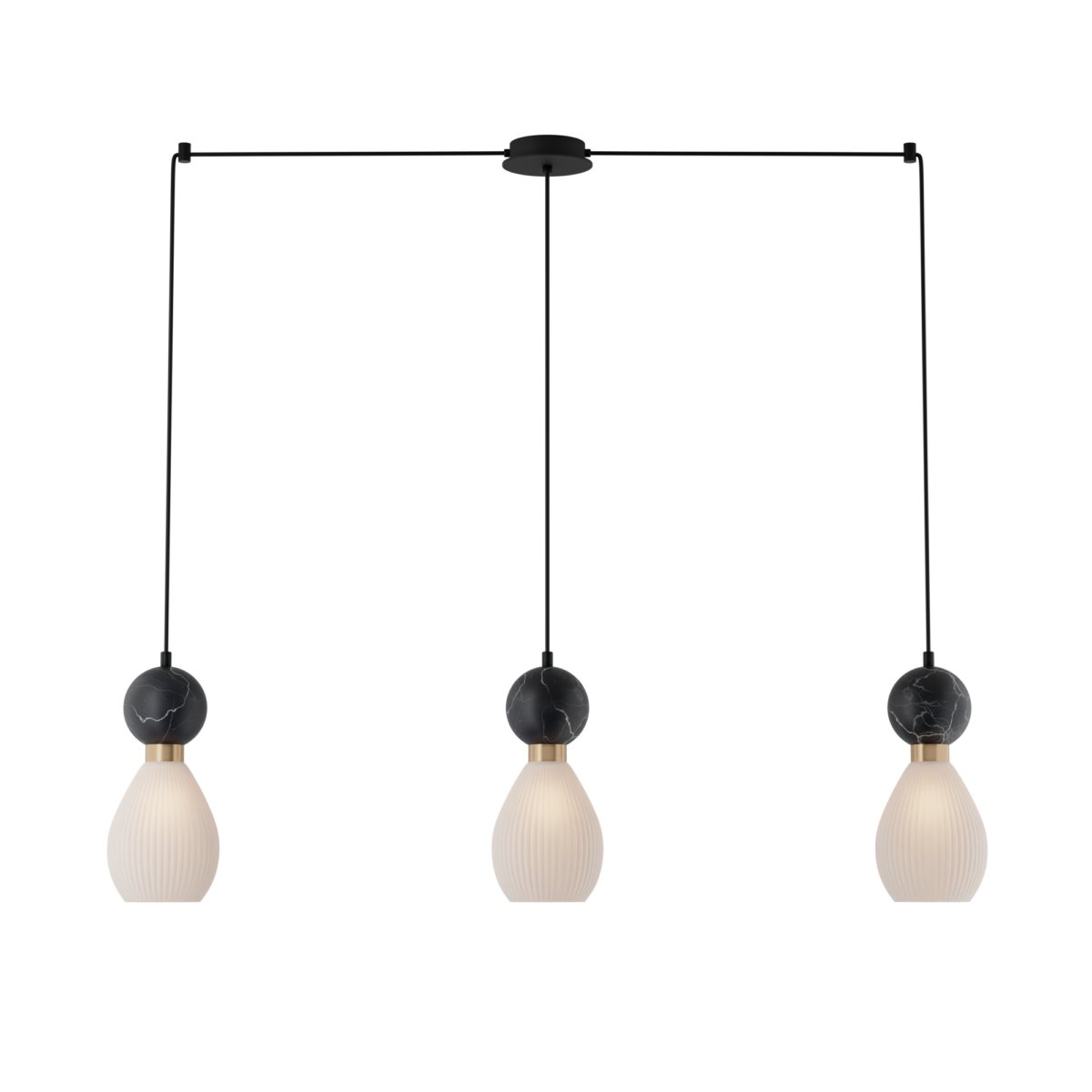 dc833aa5-a71c-4e5a-a6cc-f518321b68f3 PENDANT 3XE14 MAX 15W BLACK MARBLE - BRASS - Image 1