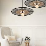 PENDANT LIGHT BAMBOO METAL 1XE27 BLACK